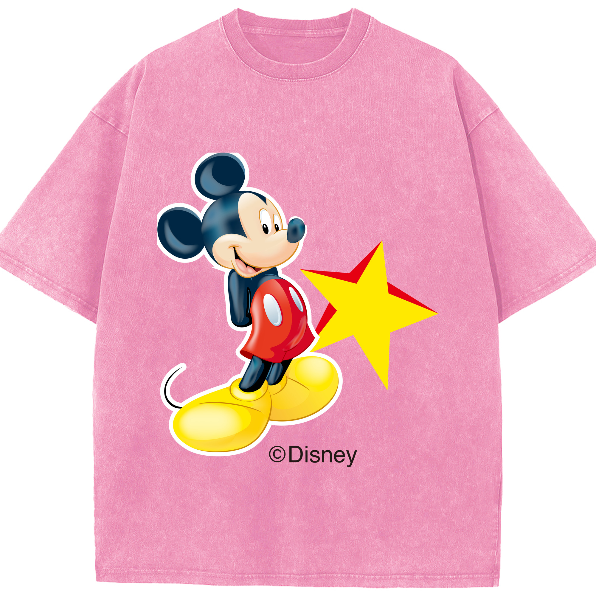 （画像用） ミッキーマウス Mickey Mouse 綿100% ヴィンテージ風 半袖Tシャツ（フロントプリント）